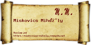 Miskovics Mihály névjegykártya